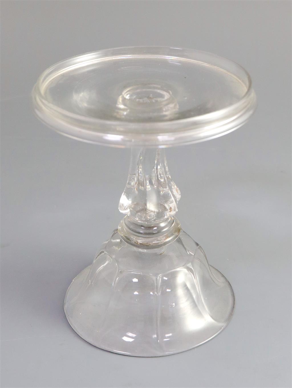 An unusual George II miniature glass tazza, second quarter 18th century, 12cm high